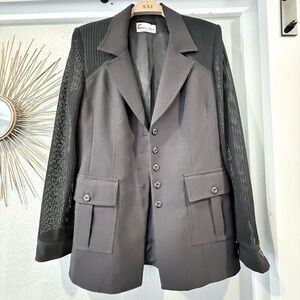 Equivoque Black Blazer with Mesh Sleeves